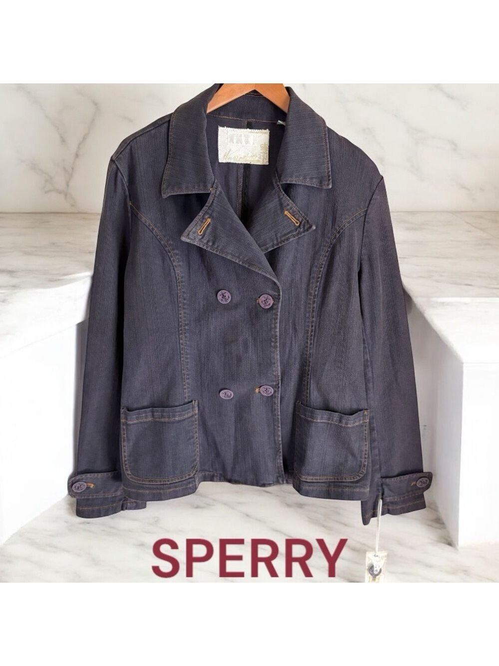 Sperry-NWT Women’s denim jacket. XL. Double breasted, back sash. New w/tags!!!
